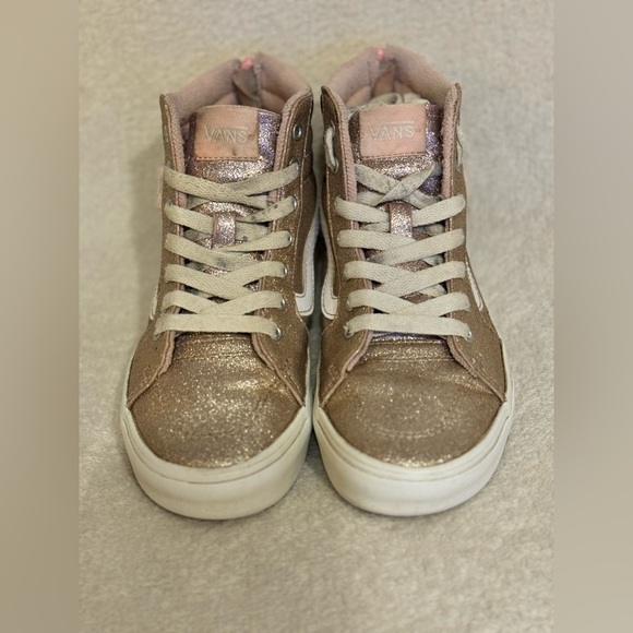 Vans 1 Youth SK8 Hi Top Glitter Rose Gold Sneakers - Picture 2 of 10